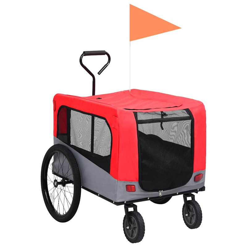 2-in-1 Pet Bike Trailer and Jogging Stroller Red and Grey