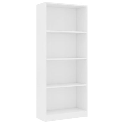 4-Tier Book Cabinet White 60x24x142 cm Engineered Wood