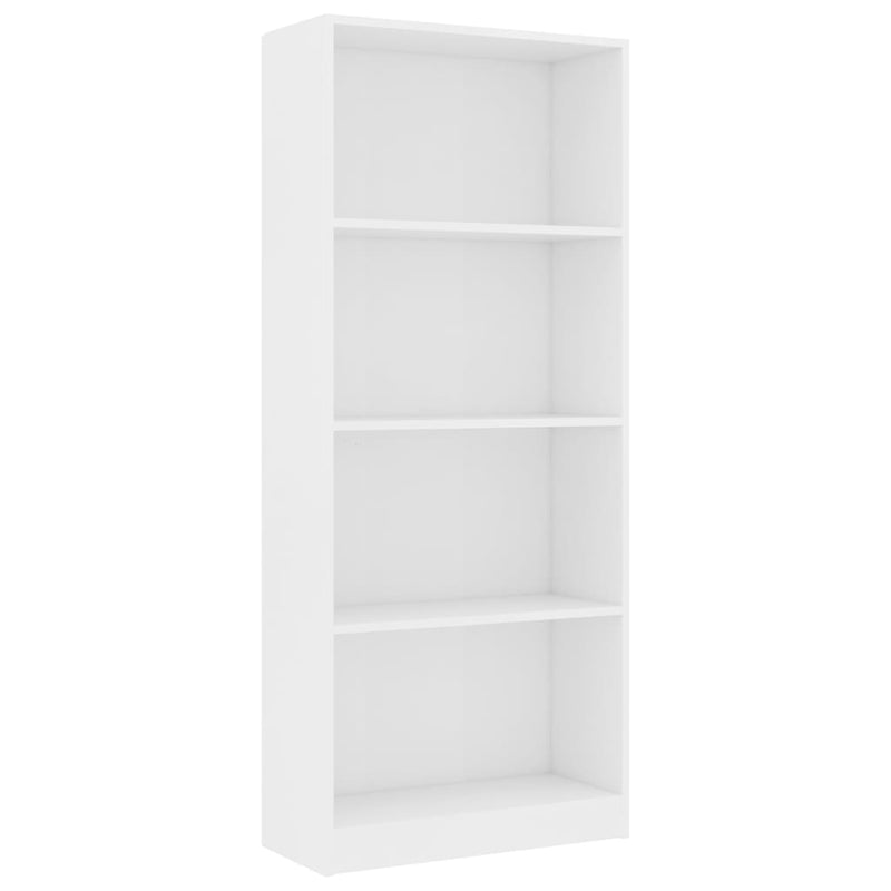 4-Tier Book Cabinet White 60x24x142 cm Engineered Wood