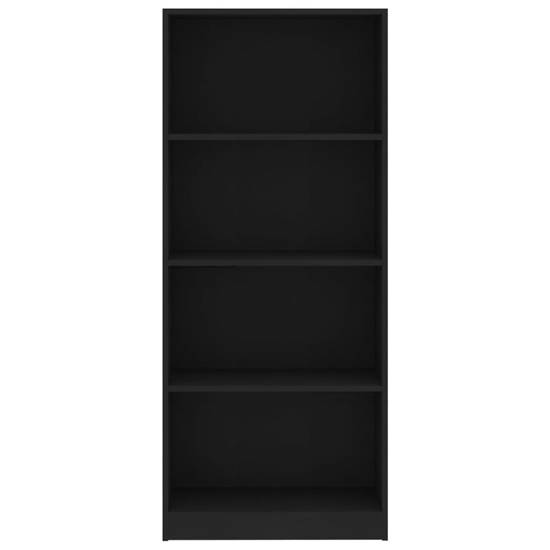 4-Tier Book Cabinet Black 60x24x142 cm Engineered Wood