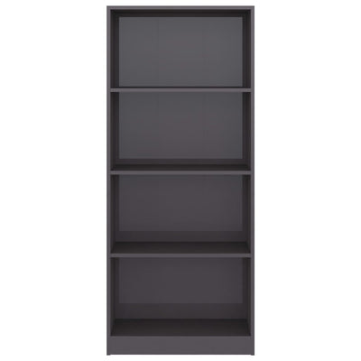 4-Tier Book Cabinet High Gloss Grey 60x24x142 cm Engineered Wood