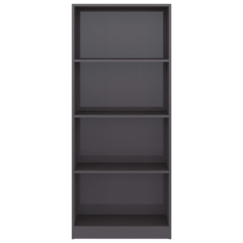 4-Tier Book Cabinet High Gloss Grey 60x24x142 cm Engineered Wood