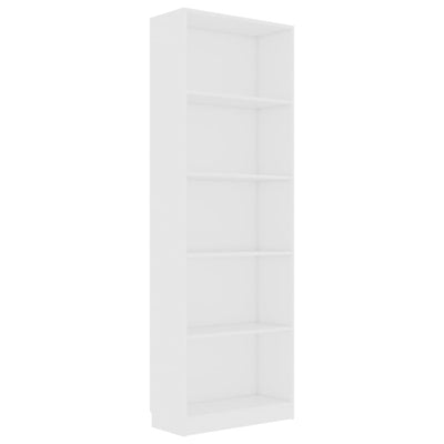 5-Tier Book Cabinet White 60x24x175 cm Engineered Wood