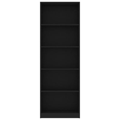 5-Tier Book Cabinet Black 60x24x175 cm Engineered Wood