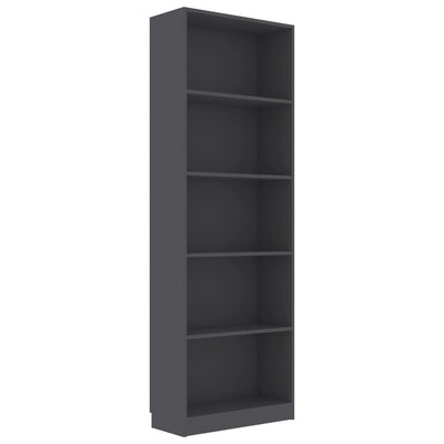 5-Tier Book Cabinet Grey 60x24x175 cm Engineered Wood