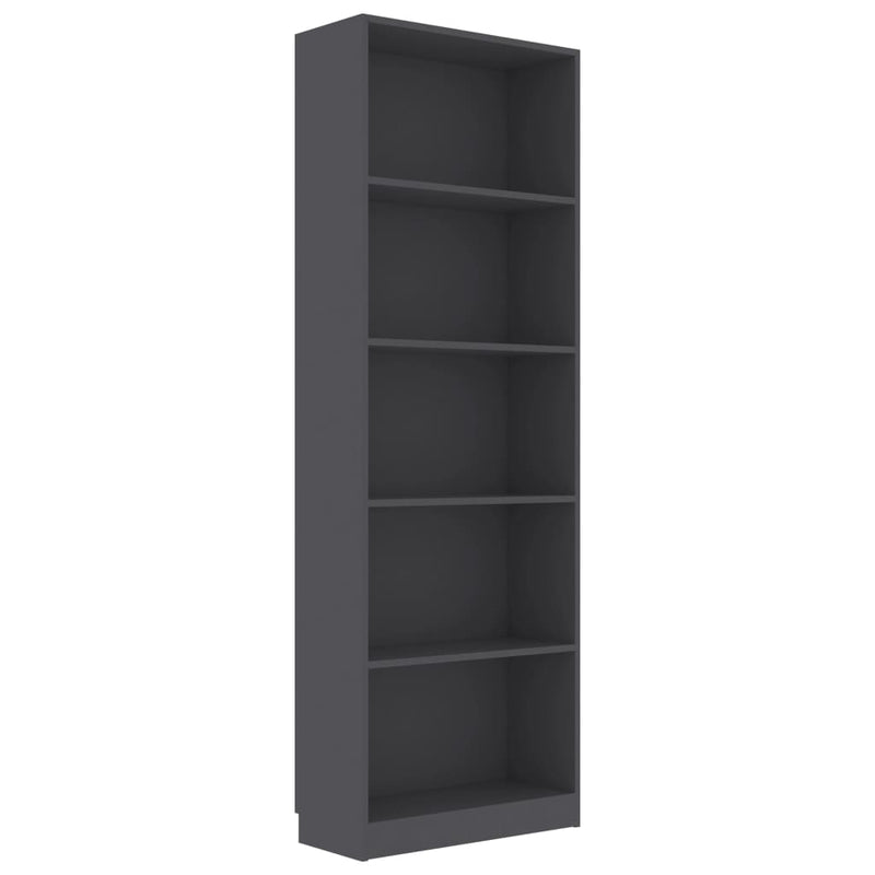 5-Tier Book Cabinet Grey 60x24x175 cm Engineered Wood