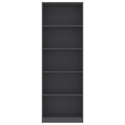 5-Tier Book Cabinet Grey 60x24x175 cm Engineered Wood