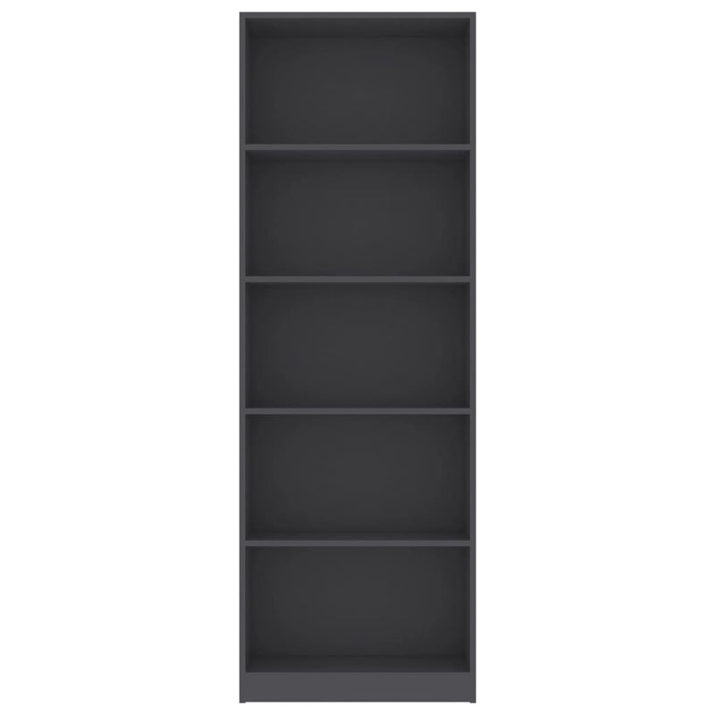 5-Tier Book Cabinet Grey 60x24x175 cm Engineered Wood