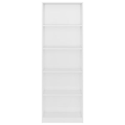 5-Tier Book Cabinet High Gloss White 60x24x175 cm Engineered Wood