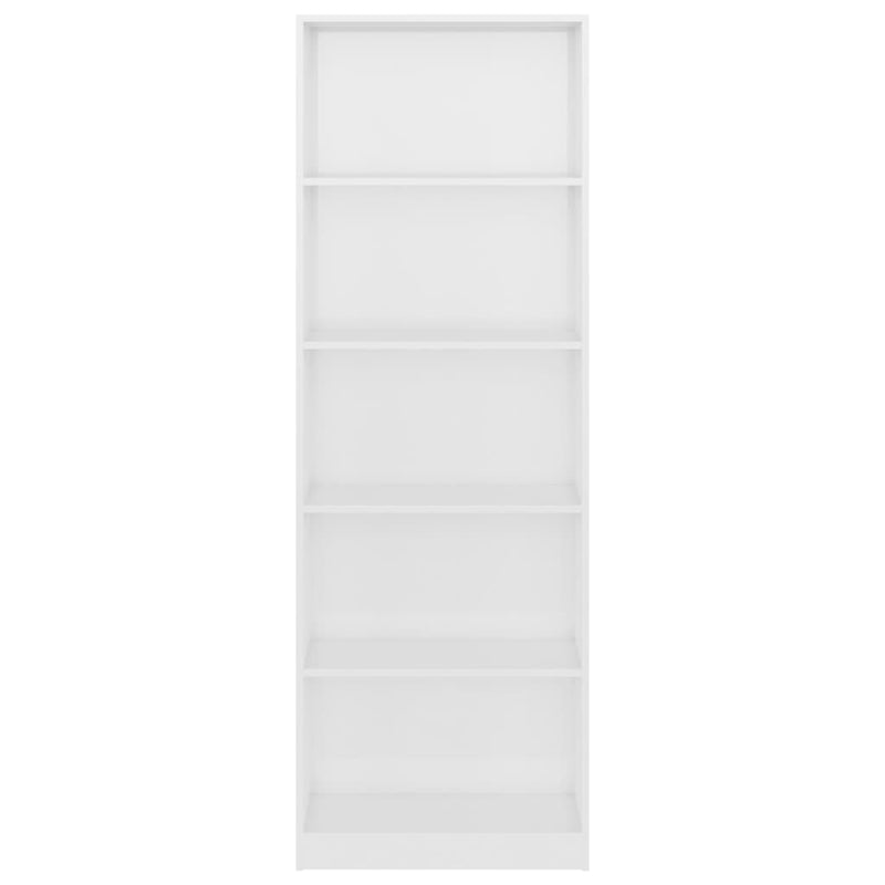 5-Tier Book Cabinet High Gloss White 60x24x175 cm Engineered Wood