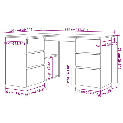 Corner Desk Sonoma Oak 145x100x76 cm Engineered Wood