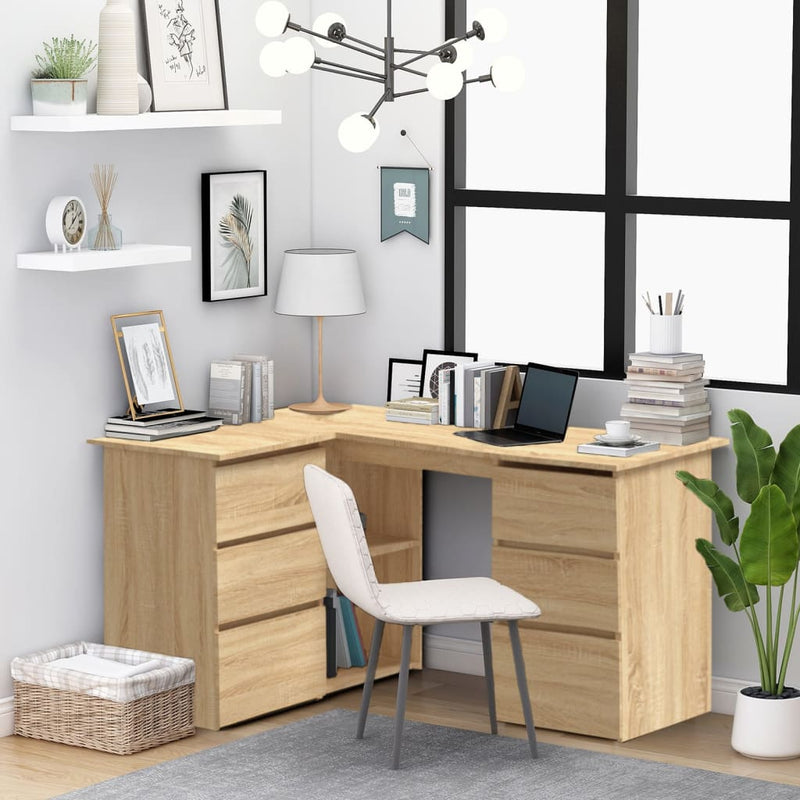 Corner Desk Sonoma Oak 145x100x76 cm Engineered Wood