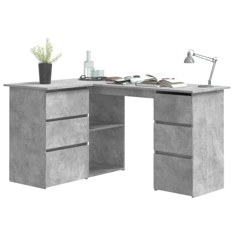 Corner Desk Concrete Grey 145x100x76 cm Engineered Wood