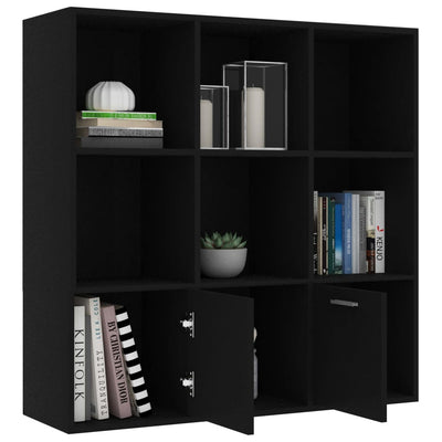 Book Cabinet Black 98x30x98 cm Engineered Wood