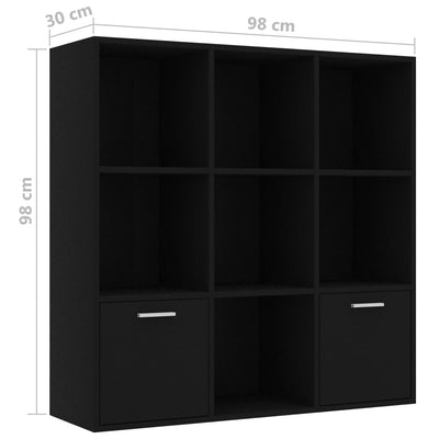 Book Cabinet Black 98x30x98 cm Engineered Wood