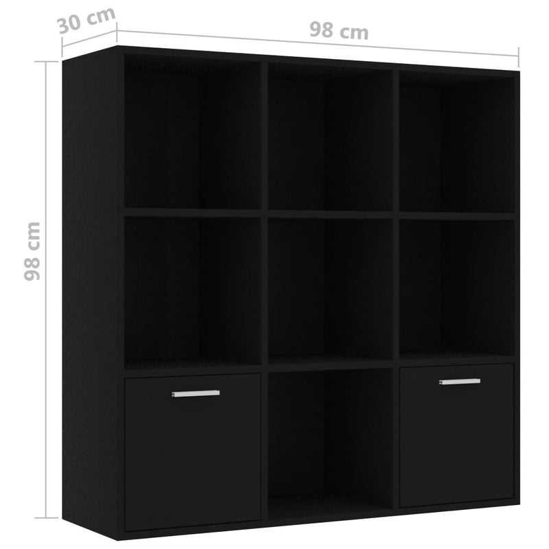 Book Cabinet Black 98x30x98 cm Engineered Wood