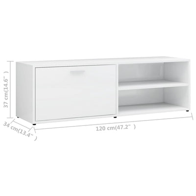 TV Cabinet High Gloss White 120x34x37 cm Engineered Wood