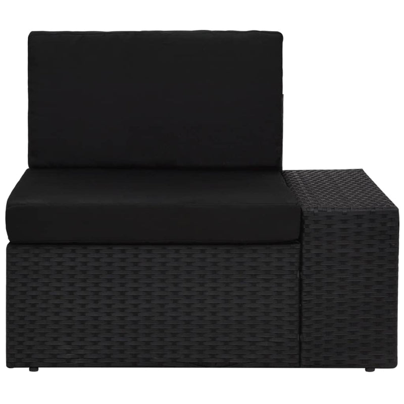 Sectional Corner Sofa with Left Armrest Poly Rattan Black