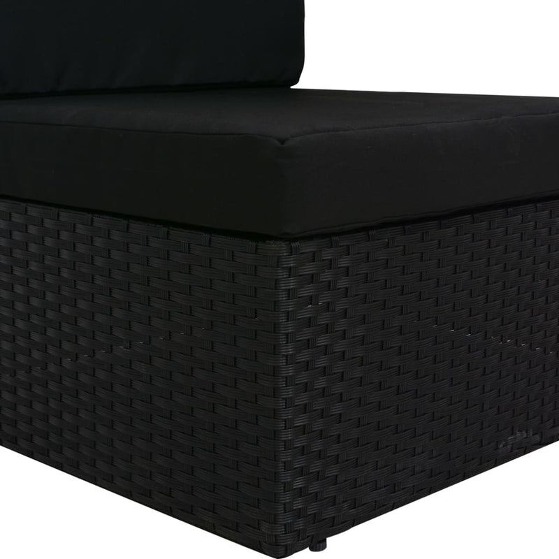 Sectional Corner Sofa with Left Armrest Poly Rattan Black