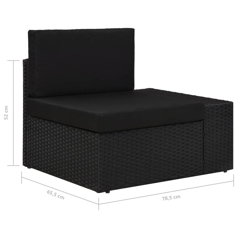 Sectional Corner Sofa with Left Armrest Poly Rattan Black