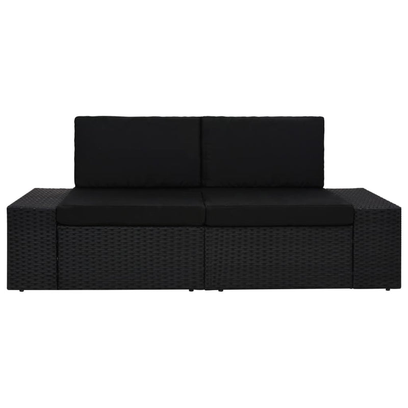 Sectional Sofa 2-Seater Poly Rattan Black