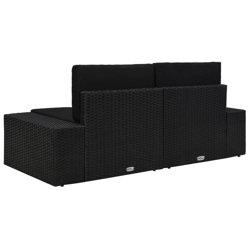 Sectional Sofa 2-Seater Poly Rattan Black