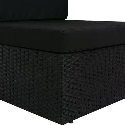 Sectional Sofa 2-Seater Poly Rattan Black