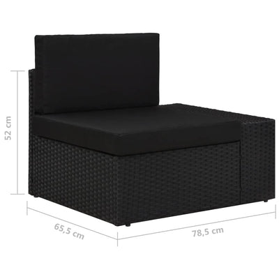 Sectional Sofa 2-Seater Poly Rattan Black