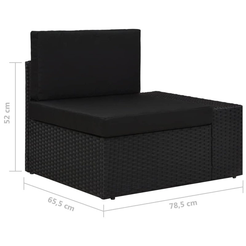 Sectional Sofa 2-Seater Poly Rattan Black