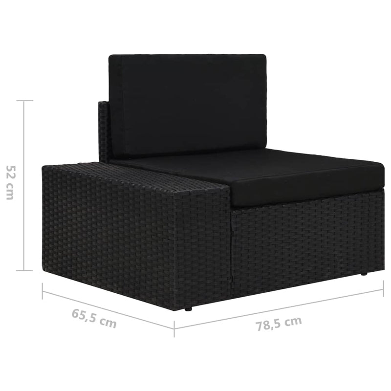 Sectional Sofa 2-Seater Poly Rattan Black