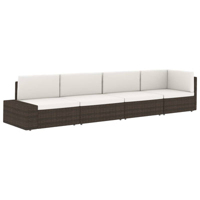 Sectional Sofa 2-Seater Poly Rattan Black