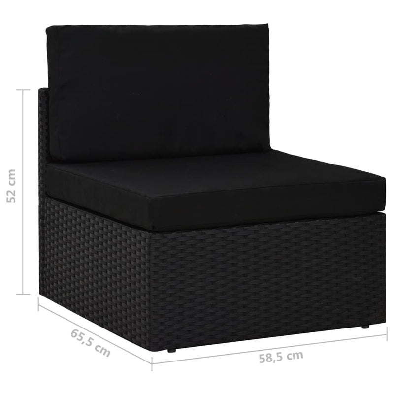 Sectional Sofa 3-Seater Poly Rattan Black