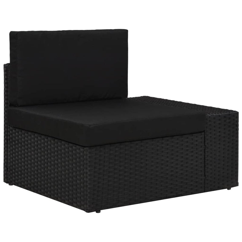 3 Piece Garden Lounge Set Poly Rattan Black