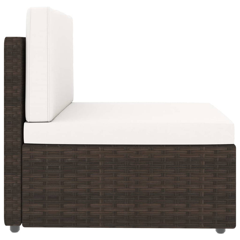 Sectional Middle Sofa Poly Rattan Brown