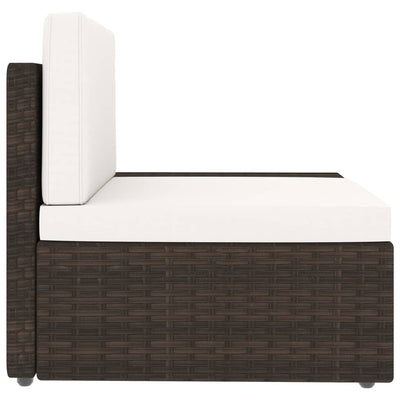 Sectional Corner Sofa with Left Armrest Poly Rattan Brown