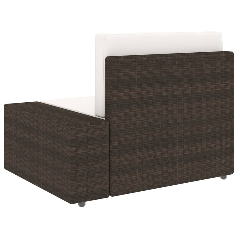 Sectional Corner Sofa with Left Armrest Poly Rattan Brown