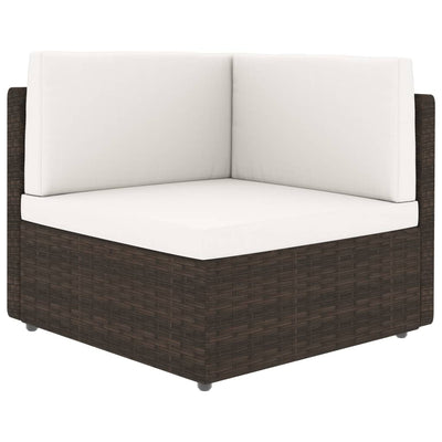 Sectional Corner Sofa Poly Rattan Brown