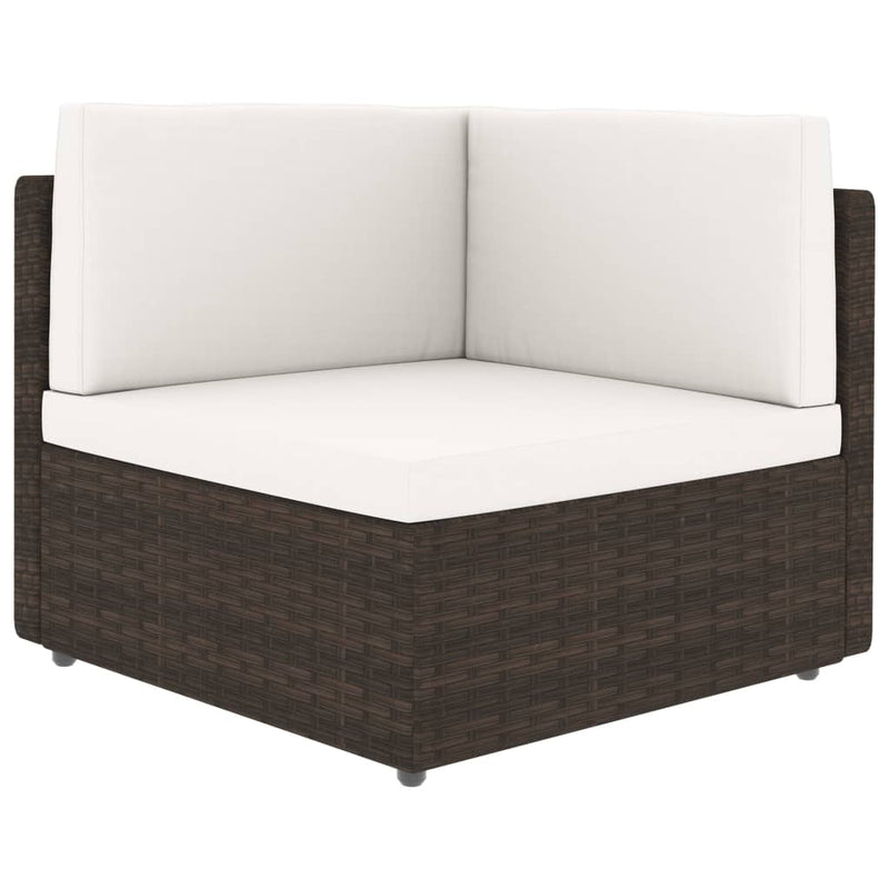 Sectional Corner Sofa Poly Rattan Brown