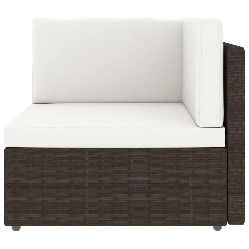 Sectional Corner Sofa Poly Rattan Brown