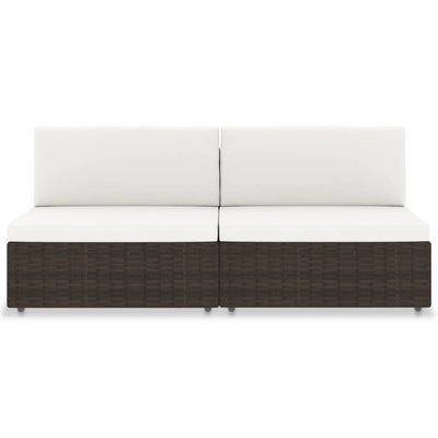 Sectional Sofa 2-Seater Poly Rattan Brown