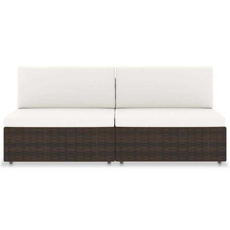 Sectional Sofa 2-Seater Poly Rattan Brown