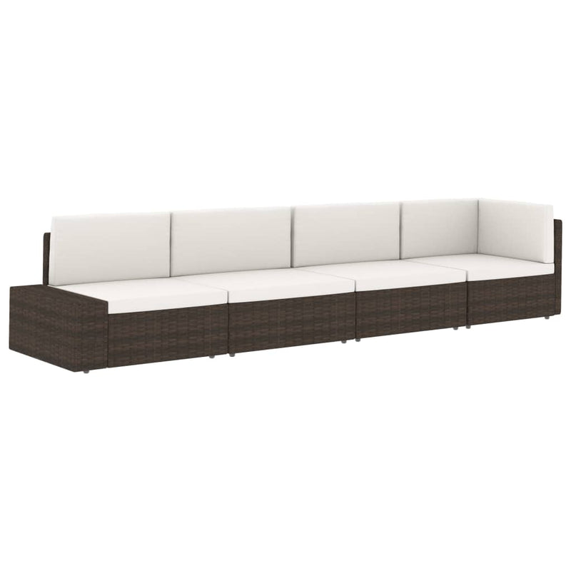 Sectional Sofa 2-Seater Poly Rattan Brown