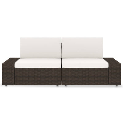 Sectional Sofa 2-Seater Poly Rattan Brown