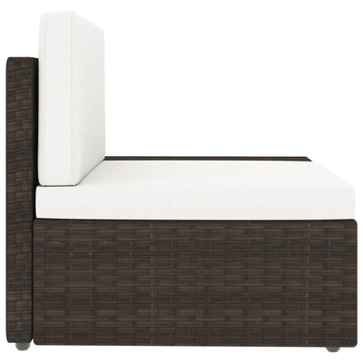 Sectional Sofa 3-Seater Poly Rattan Brown