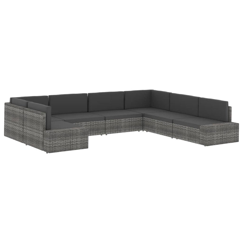 Sectional Corner Sofa with Right Armrest Poly Rattan Grey