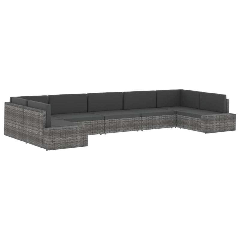 Sectional Corner Sofa with Right Armrest Poly Rattan Grey