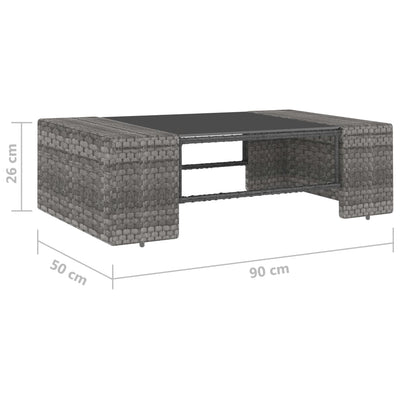 2 Piece Garden Lounge Set Poly Rattan Grey