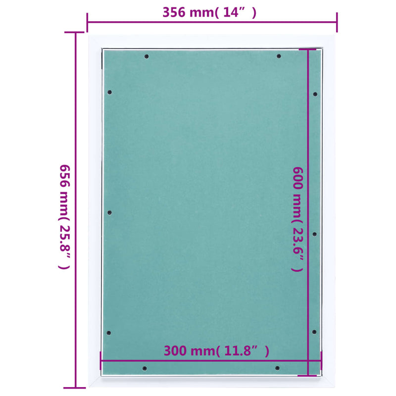 Access Panel with Aluminium Frame and Plasterboard 300x600 mm