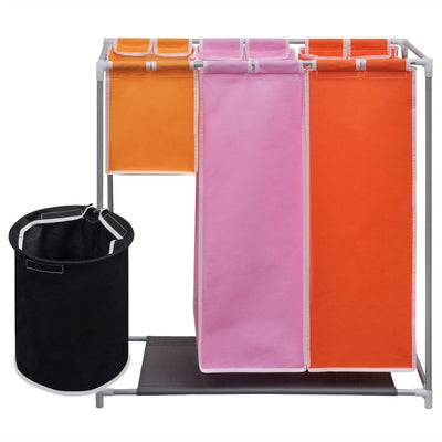 3-Section Laundry Sorter Hampers 2 pcs with a Washing Bin