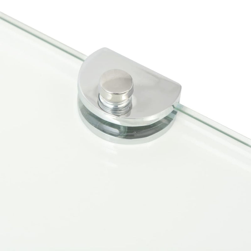 Corner Shelves 2 pcs with Chrome Supports Glass Clear 25x25 cm